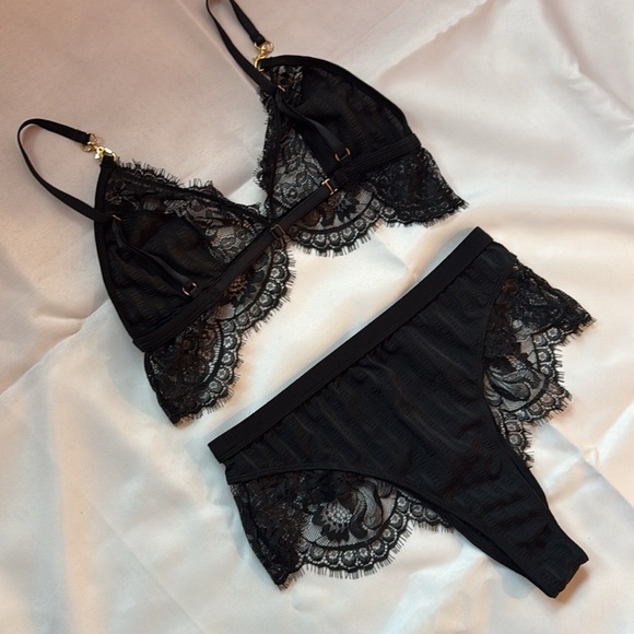 Gooseberry Intimates Bliss Black Lace Triangle Bra and Panty Set - Picture 5 of 5